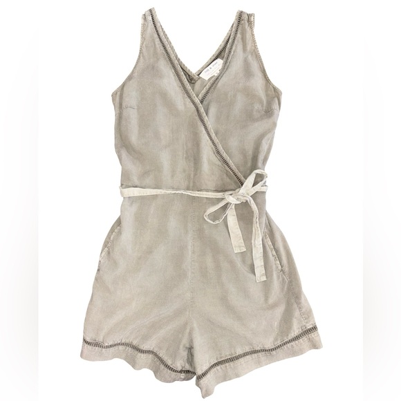 cloth & stone by Anthropologie Pants - Anthro Cloth & Stone Tencel Wrap Romper Taupe XS Tie Waist